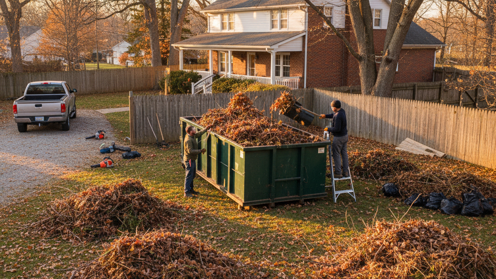 Yard waste cleanup in October