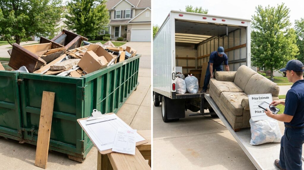 Dumpster rental vs junk removal pricing: Cost comparison guide.