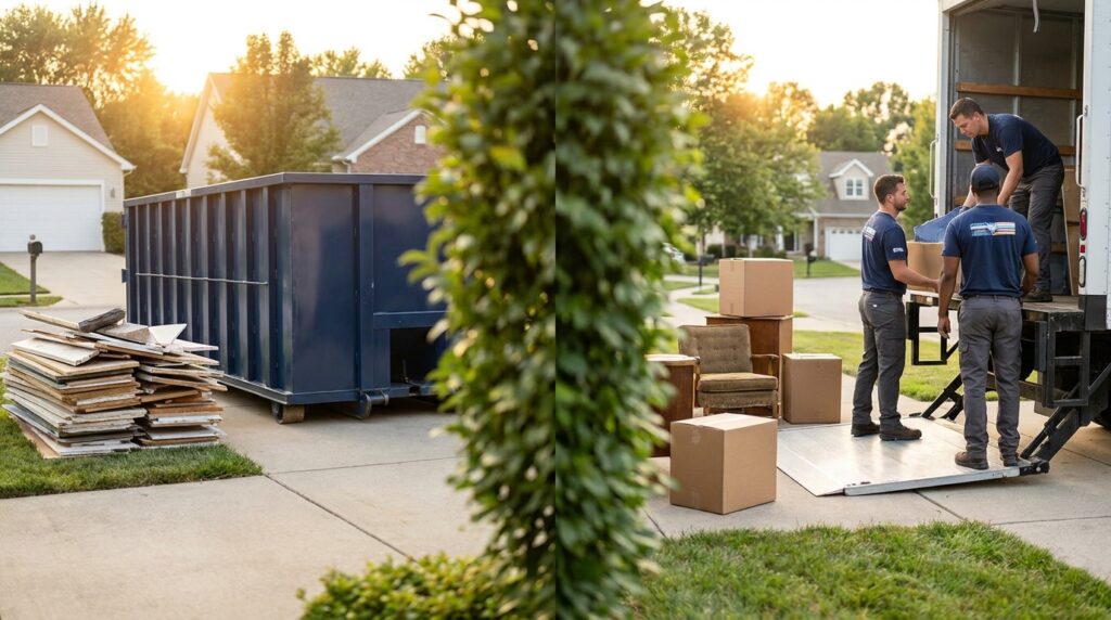 Dumpster rental vs junk removal cost comparison for home project waste disposal.
