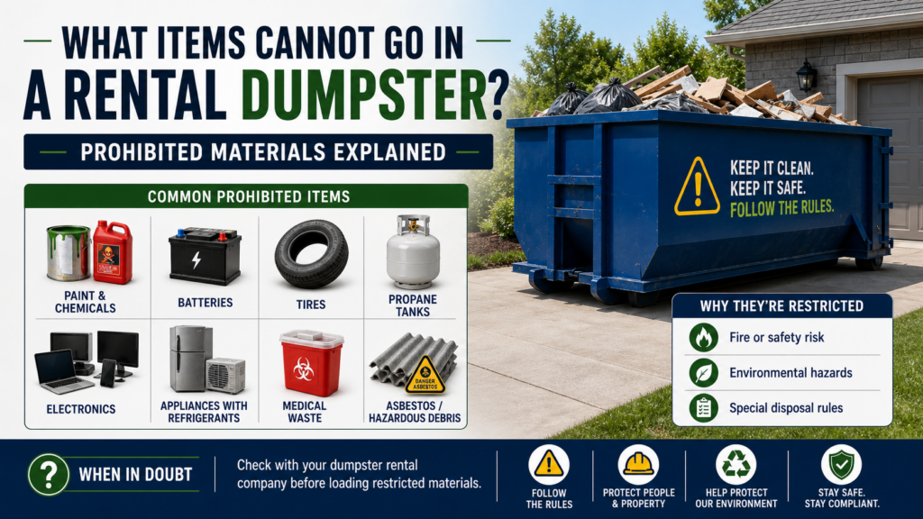 Dumpster rules and prohibited items guide