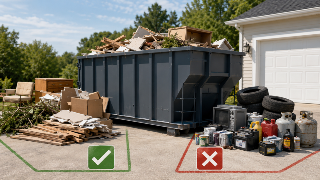 Waste disposal guidelines for a driveway