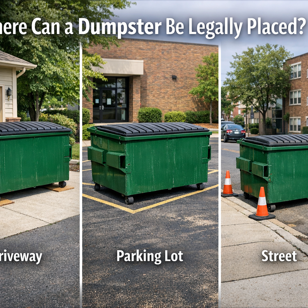 Professional illustration of Where Can a Dumpster Be Legally Placed?